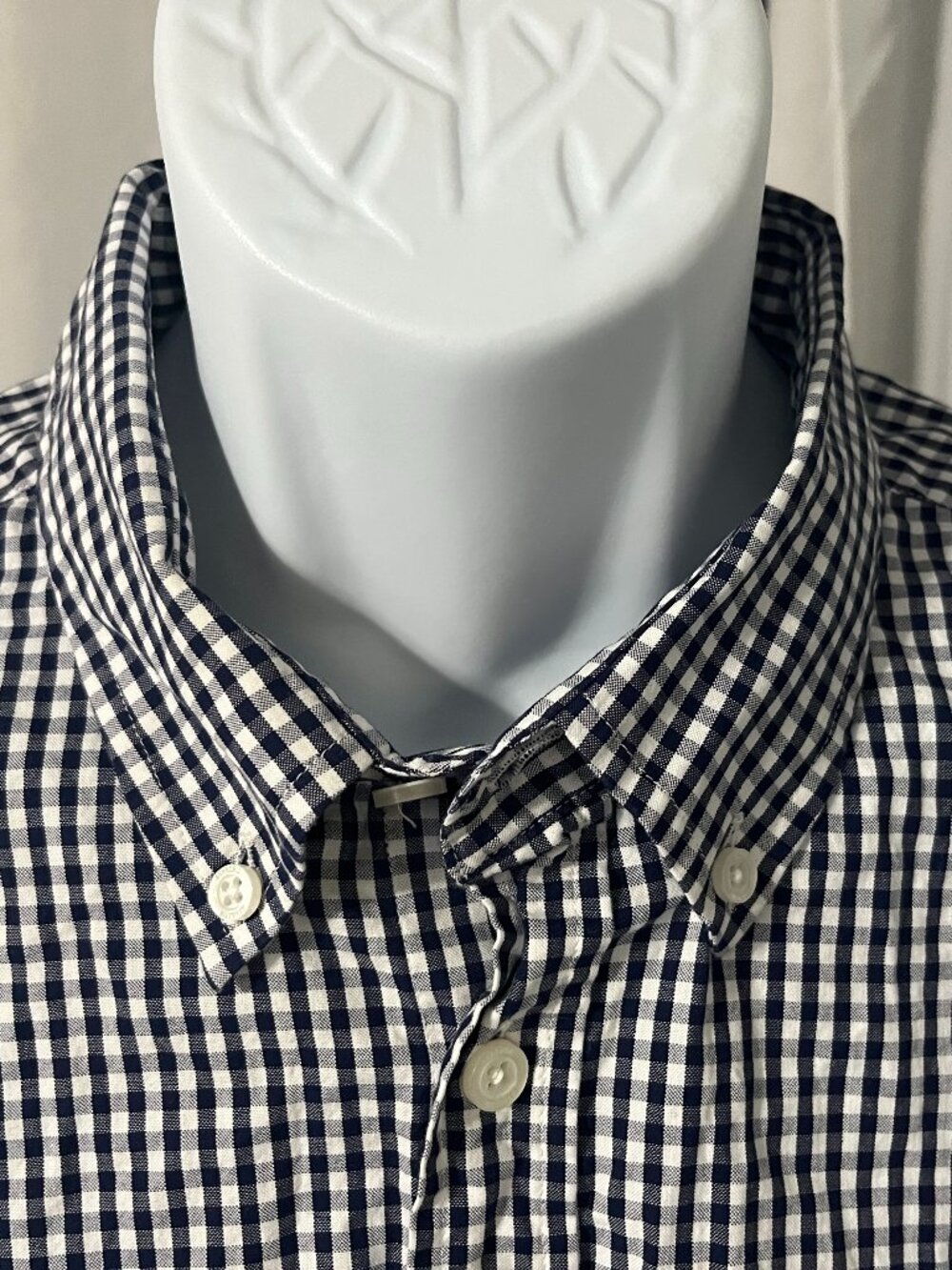 🔷 Ash & Erie Men’s White Blue Check Slim Fit Shirt XL Long Sleeve EUC 👔